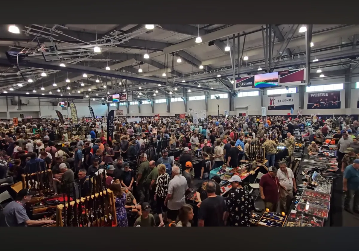 Visitors fill the Legends Event Center at the Largest Gun Show in Texas